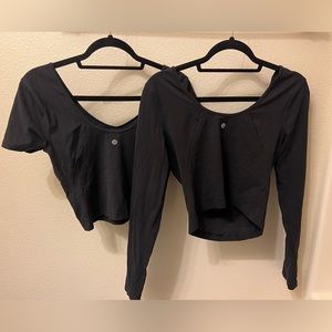 Lululemon Black Align Shirts- long sleeve and short sleeve lot. Size 8